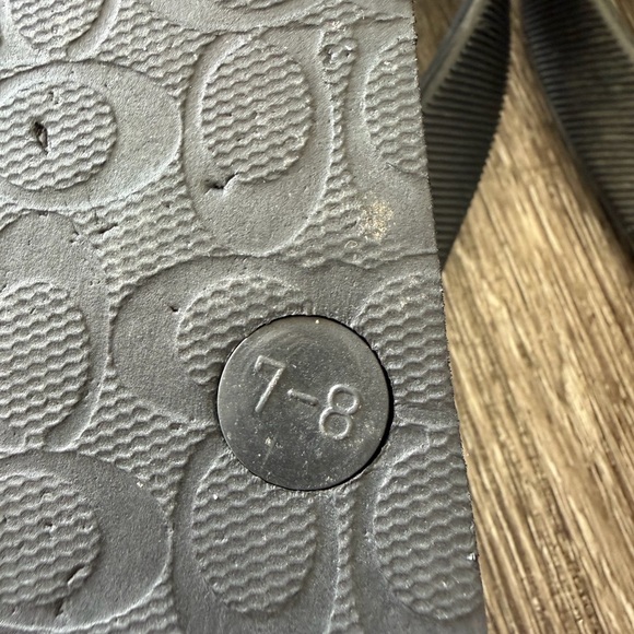 Coach Black and Cream Patterned Flip Flops with Red Detail - Picture 4 of 5